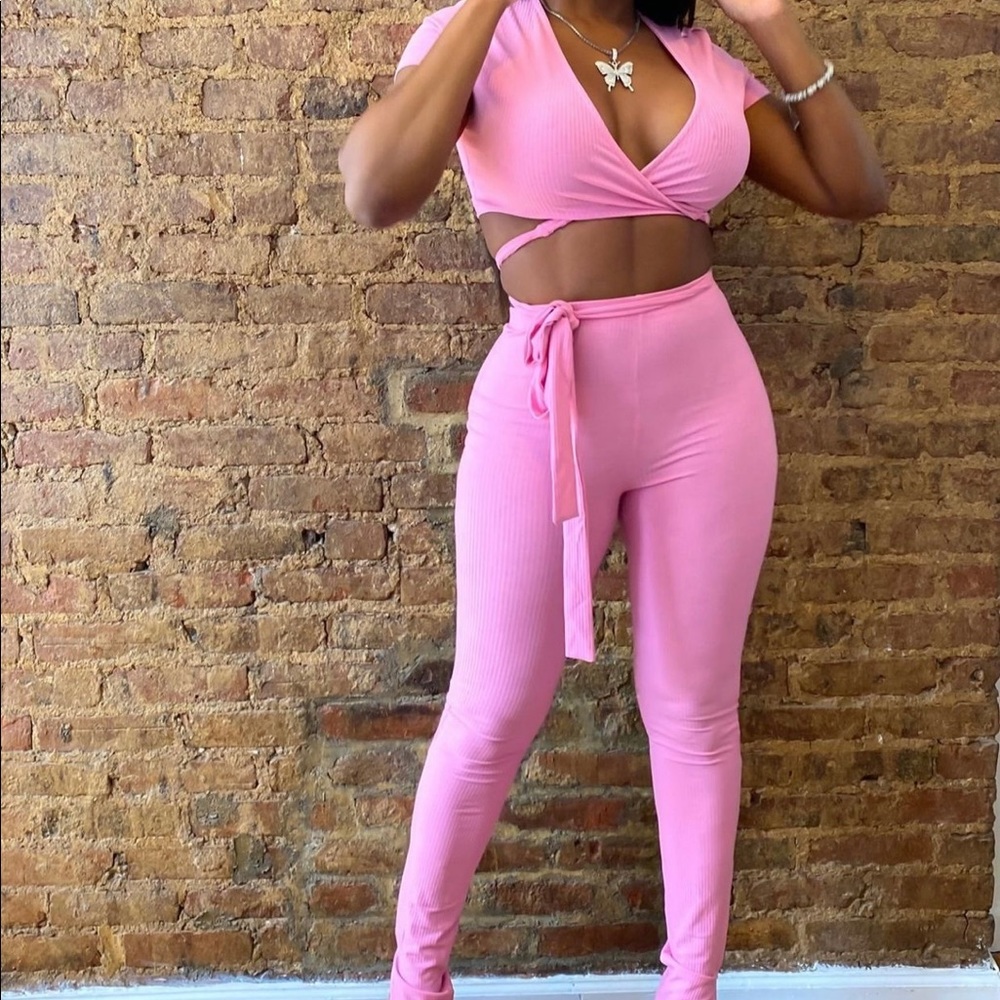 Pink Crop Top & Leggings Set